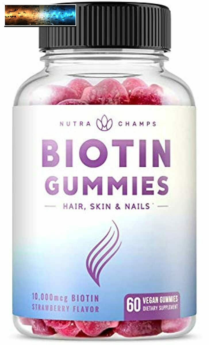 Biotin Gummies 10,000mcg [Highest Potency] for Healthy Hair, Skin & Nails for Ad