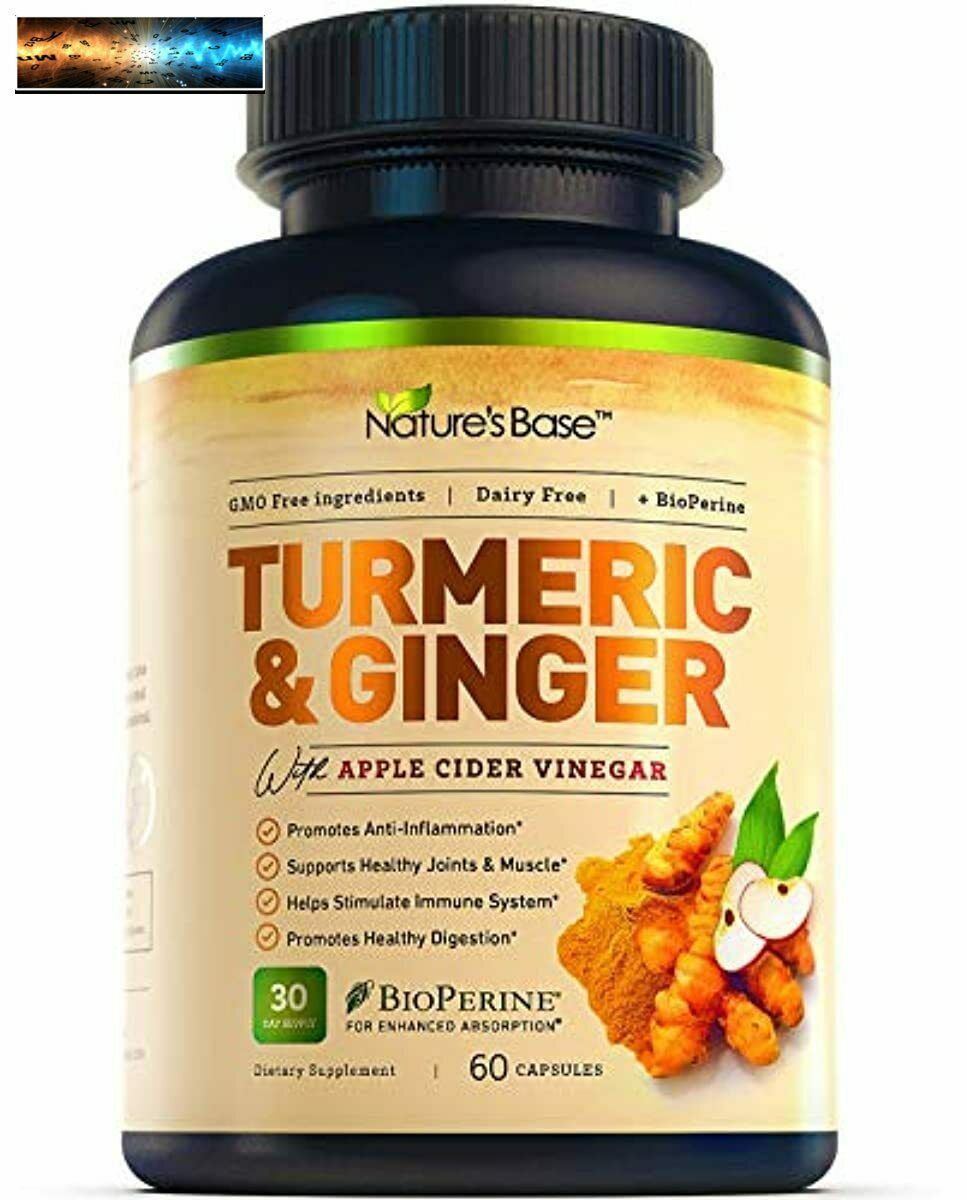 Turmeric Curcumin with Ginger & Apple Cider Vinegar, BioPerine Black Pepper, 95%