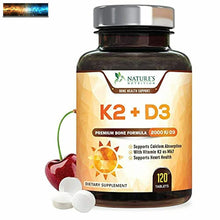 Load image into Gallery viewer, Vitamin K2 (Mk7) with D3 Supplement - High Potency Vitamin D Complex, Chewable f
