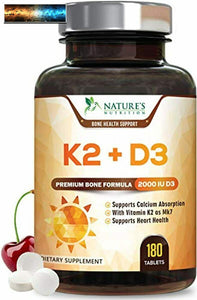 Vitamin K2 (Mk7) with D3 Supplement - High Potency Vitamin D Complex, Chewable f