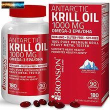 Load image into Gallery viewer, Bronson Antarctic Krill Oil 1000 mg with Omega-3s EPA, DHA, Astaxanthin and Phos
