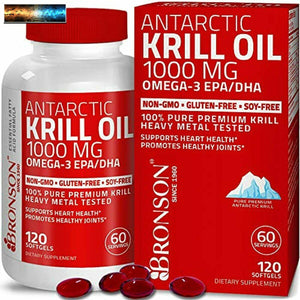 Bronson Antarctic Krill Oil 1000 mg with Omega-3s EPA, DHA, Astaxanthin and Phos