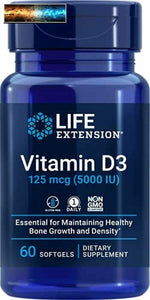 Life Extension Vitamin D3 125mcg (5000 IU) – Supports Bone & Immune Health –