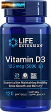 Load image into Gallery viewer, Life Extension Vitamin D3 125mcg (5000 IU) – Supports Bone &amp; Immune Health –
