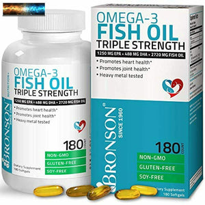 Omega 3 Fish Oil Triple Strength 2720 mg - High EPA 1250 mg DHA 488 mg - Heavy M