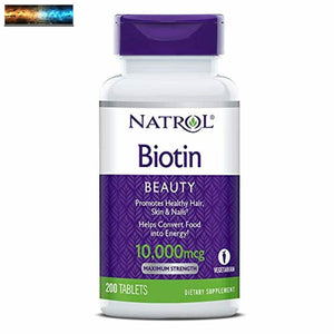 Natrol Biotin Beauty Tablets, Promotes Healthy Hair, Skin and Nails, Helps Suppo