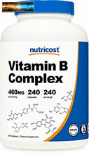 Load image into Gallery viewer, Nutricost High Potency Vitamin B Complex 460mg, 240 Capsules - with Vitamin C -
