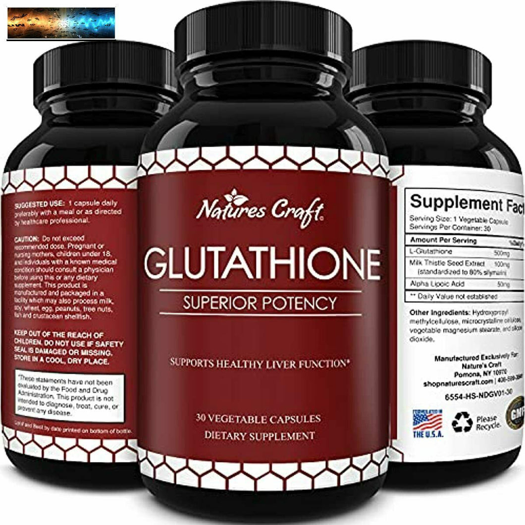 Pure Glutathione Supplement with Glutamic Acid - L Glutathione Pills with Silyma