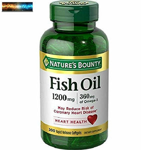 Nature’s Bounty Fish Oil, 1200mg, 360mcg of Omega-3, 200 Rapid Release Softgel