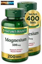 Load image into Gallery viewer, Magnesium by Nature’s Bounty, 500mg Magnesium Tablets for Bone &amp; Muscle Health
