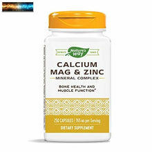 Cargar imagen en el visor de la galería, Nature&#39;s Way Calcium, Magnesium &amp; Zinc, 765 mg per Serving, 250 Capsules
