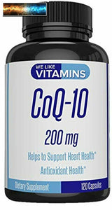 CoQ10 200mg - 120 Capsules CoQ-10 - Vegetarian Capsule - Antioxidant Co Q-10 Coe