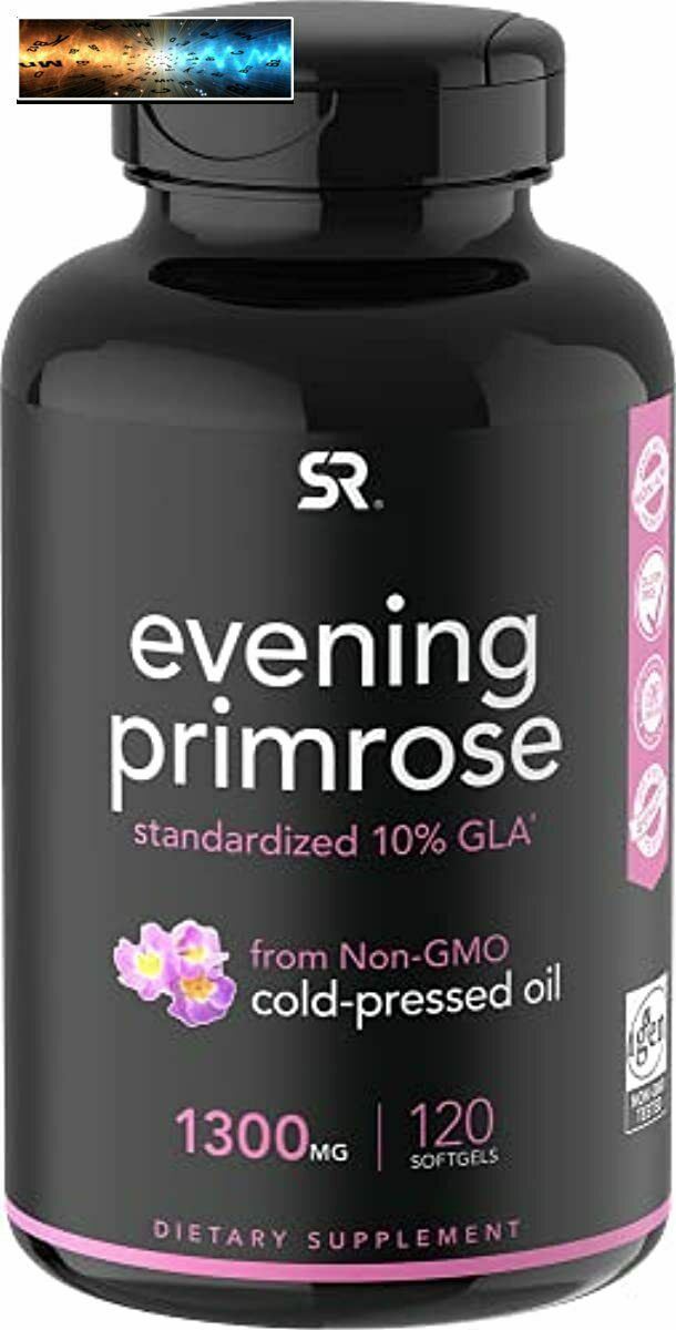 Evening Primrose Oil (1300mg) 120 Liquid Softgels ~ Cold-Pressed with No fillers