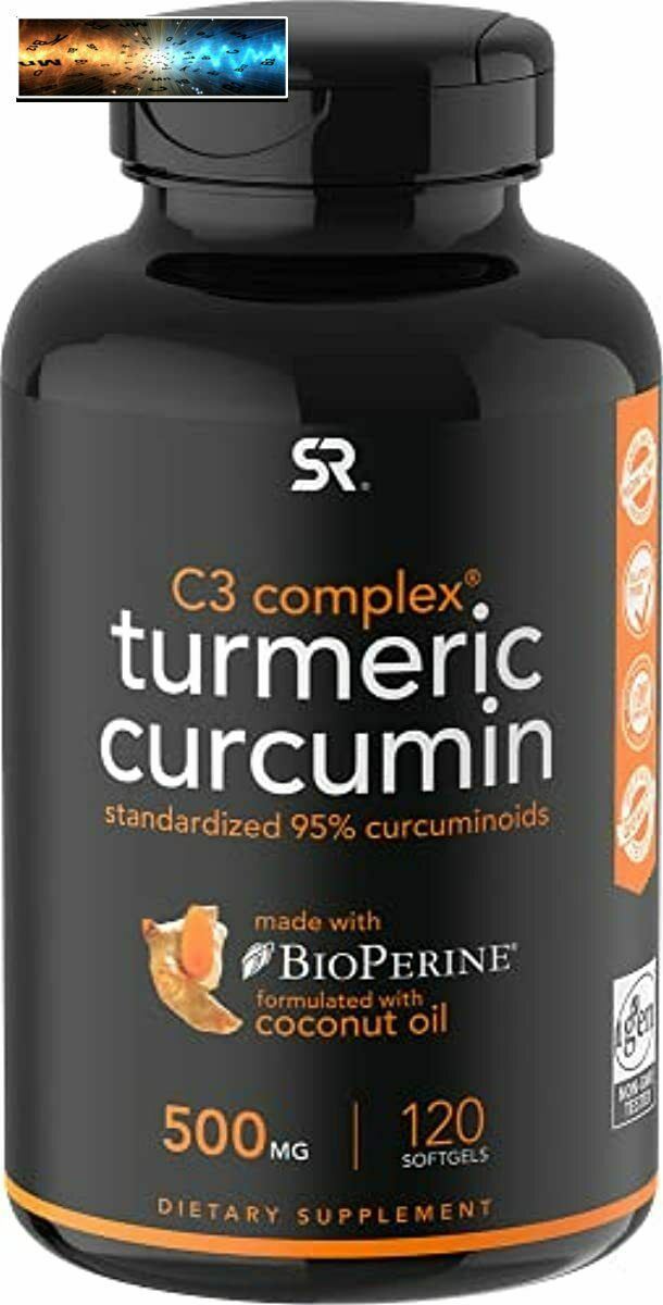 Turmeric Curcumin C3 Complex 500mg, Enhanced with Black Pepper & Organic Coconut