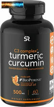 Load image into Gallery viewer, Turmeric Curcumin C3 Complex 500mg, Enhanced with Black Pepper &amp; Organic Coconut

