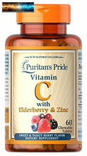 Charger l&#39;image dans la galerie, Puritan&#39;s Pride Vitamin C with Elderberry &amp; Zinc for Immune System Support, Chew
