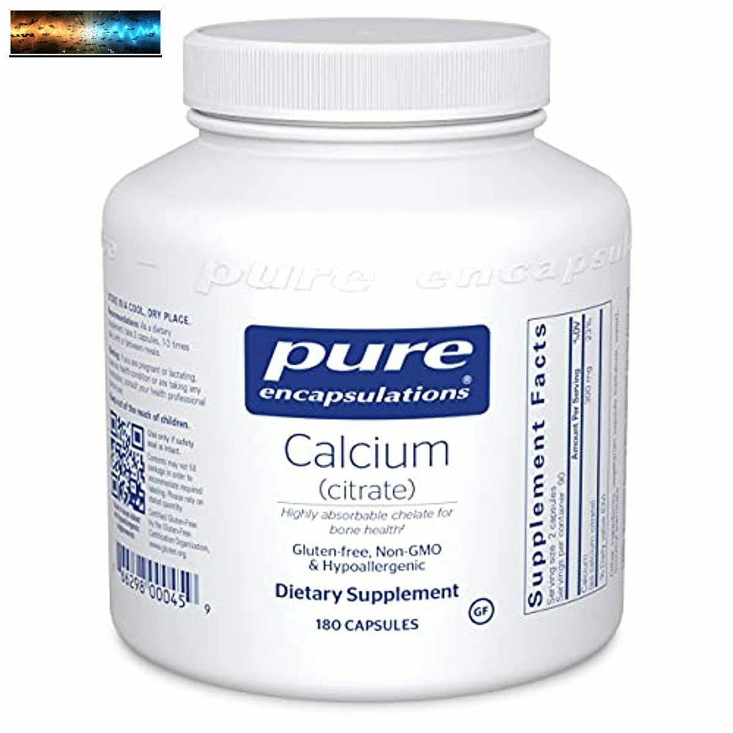 Pure Encapsulations Calcium (Citrate) Supplément Pour OS et Dents, Côlon He