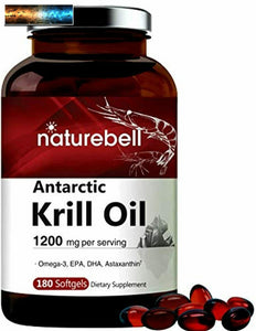 Triple Fuerza Antártida Krill Aceite Suplemento, 1200mg Por Ración, 180 Cápsulas