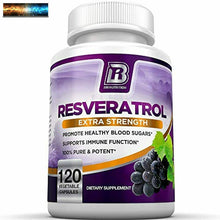 Load image into Gallery viewer, BRI Nutrition Resveratrol Maximale Stärke Veggie Kapseln Ergänzung, 60 Anzahl
