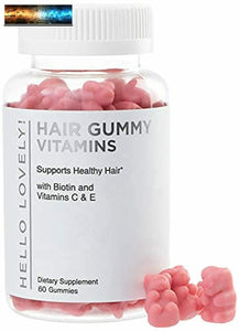 Hello Lovely Hair Vitamins Gummies with Biotin 5000 mcg Vitamin E & C Support Ha