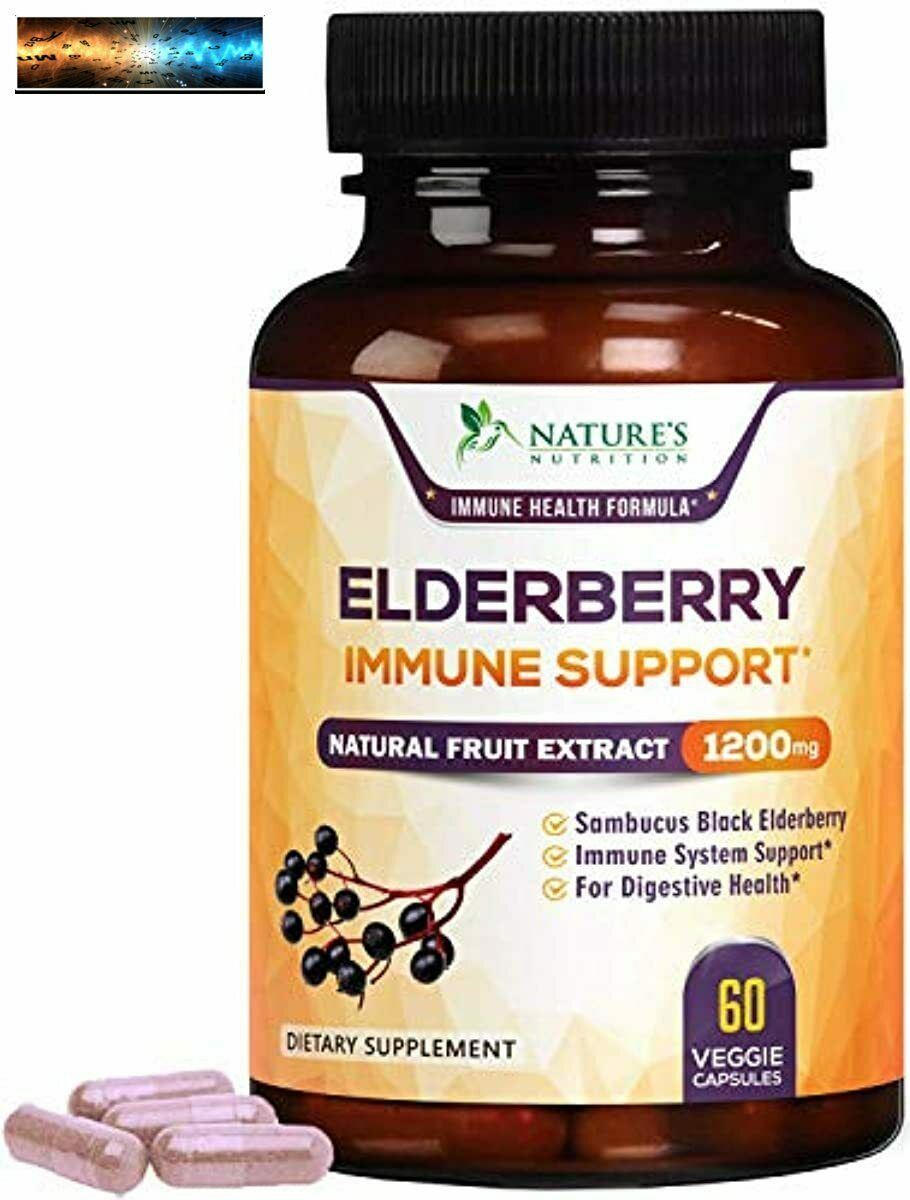 Elderberry Capsules 1200mg Super Concentrated Sambucus Extract Supplement - Immu