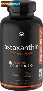 Triple Strength Astaxanthin (12mg) with Organic Coconut Oil | Non-GMO, Soy & Glu