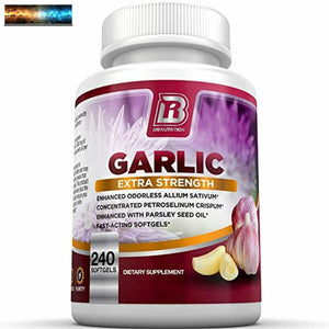 BRI Nutrition Odorless Garlic - 240 Softgels - 1000mg Pure and Potent Garlic All