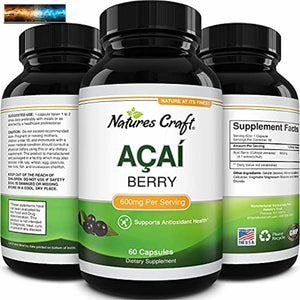 Natures Craft Acai Baya Antioxidante Soporte Peso Pérdida Suplemento para Dama A