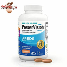 Load image into Gallery viewer, Bausch + Lomb PreserVision AREDS Eye Vitamin &amp; Mineral Supplement Tablets, 240 C
