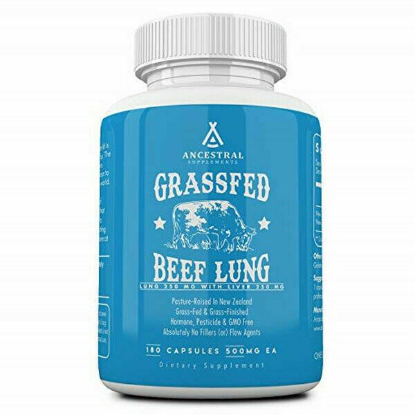 Ancestral Supplements Beef Lung (with Liver) Supports Lung, 500 mg 180 Cap