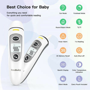 Goodbaby Ear Forehead Thermometer Fever Alarm and Memory Baby Kids Adults