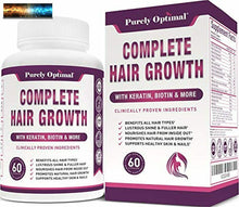 Load image into Gallery viewer, Premium Hair Growth for Women &amp; Men - Hair Growth Vitamins w/ Biotin &amp; Keratin -
