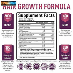 Premium Hair Growth for Women & Men - Hair Growth Vitamins w/ Biotin & Keratin -