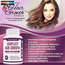 Load image into Gallery viewer, Premium Hair Growth for Women &amp; Men - Hair Growth Vitamins w/ Biotin &amp; Keratin -
