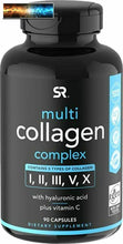 Load image into Gallery viewer, Multi Collagen Pills (Type I, II, III, V, X) Hydrolyzed Collagen Peptides with H
