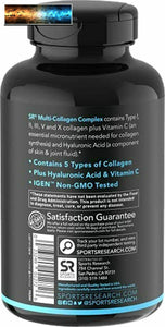 Multi Collagen Pills (Type I, II, III, V, X) Hydrolyzed Collagen Peptides with H