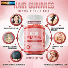 Load image into Gallery viewer, Premium Hair Vitamins Supplement - Gummy Vitamins w/ Biotin, Folic Acid, Vitamin
