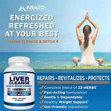 將圖片載入圖庫檢視器 Arazo Nutrition Liver Cleanse Detox &amp; Repair Formula – 22 Herbs Support 60 Caps

