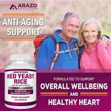 이미지를 갤러리 뷰어에 로드 , Arazo Nutrition Red Yeast Rice Extract for Heart Health 1200 mg 120 Veg Caps
