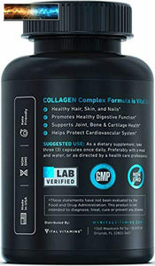 Vital Vitamins Multi Collagen Complex - Type I, II, III, V, X, Grass Fed, Non-GM