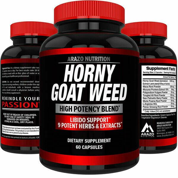 Arazo Nutrition Premium Horny Goat Weed Extract with Maca Root 100% Pure 60 Caps