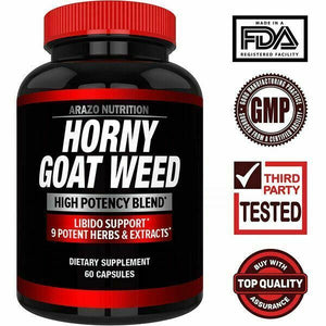 Arazo Nutrition Premium Horny Goat Weed Extract with Maca Root 100% Pure 60 Caps