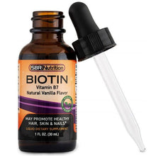 Load image into Gallery viewer, SBR Nutrition Biotin Liquid Drops (Natural Vanilla) 5000mcg 1 FL OZ 60 Serving
