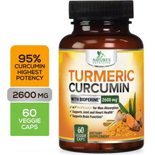 Load image into Gallery viewer, Nature&#39;s Nutrition Turmeric Curcumin 2600 MG with Bioperine 60 - 240 Veg Cap
