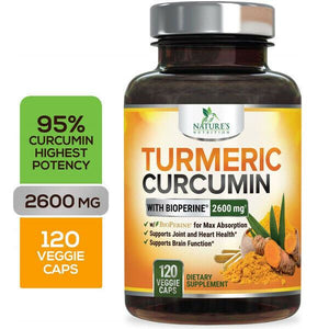 Nature's Nutrition Turmeric Curcumin 2600 MG with Bioperine 60 - 240 Veg Cap