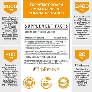 Nature's Nutrition Turmeric Curcumin 2600 MG with Bioperine 60 - 240 Veg Cap