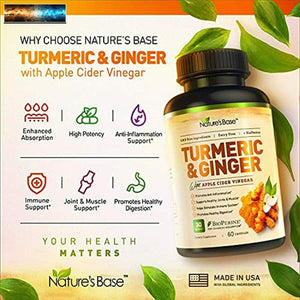 Turmeric Curcumin with Ginger & Apple Cider Vinegar, BioPerine Black Pepper, 95%