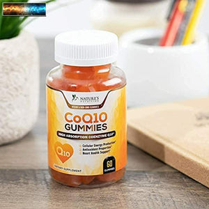 CoQ10 Gummies - Peach Gummy Vitamins with High Absorption Coenzyme Q10 100mg - N