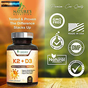 Vitamin K2 (Mk7) with D3 Supplement - High Potency Vitamin D Complex, Chewable f