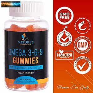 Omega 3 6 9 Gummies Extra Strength Essential Fatty Acid Supplement - Perilla Oil